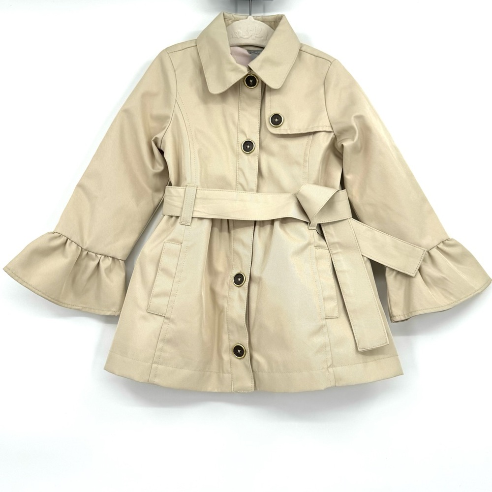 TARAHI Fit and Flare Ruffle Cuff Trench Coat